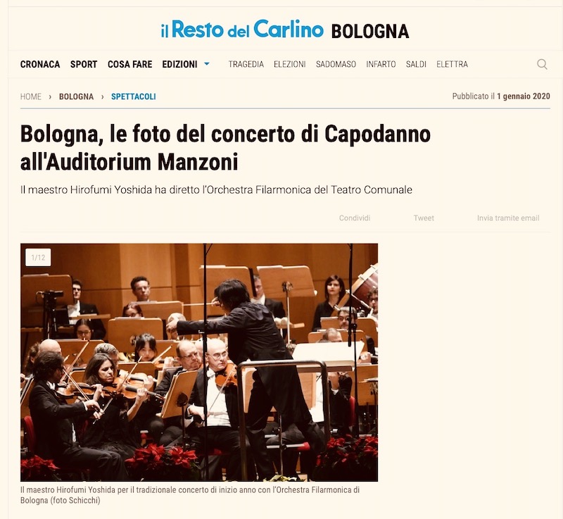 ＜Il Resto del Carlino＞（2020年1月1日掲載）